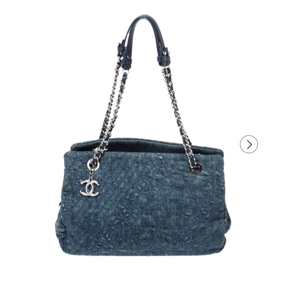 Chanel Denim Blue Camellia Just Mademoiselle Bowler Bag